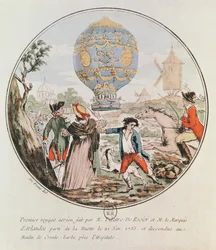 The First Aerial Voyage by Monsieur Francois Pilatre de Rozier and the Marquis of Arlandes from Muette to the Windmill at Croule-Barbe, 21st November 1783